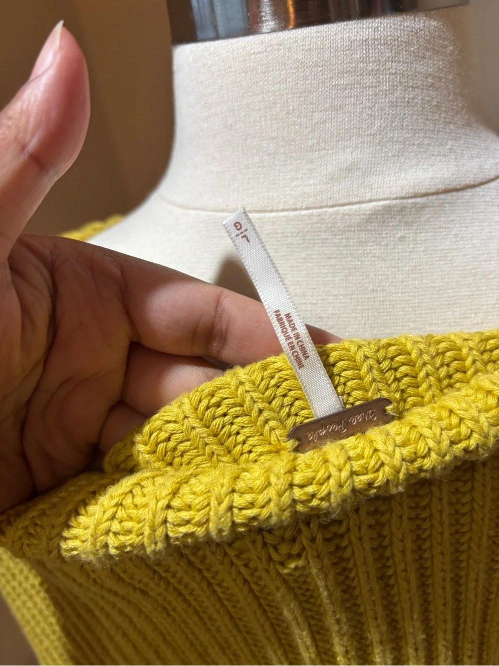 Free People Mustard Yellow Ribbed Boatneck Oversized Sweater